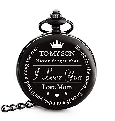 To My Son | Mother and Son - Graduation Gifts for Him 2020 - Engraved â€œTo My Son Love Momâ€ Pocket Watch - Perfect Gifts for Son from Mom for Christmas, Valentines Day, Birthday
