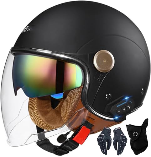 Casco Moto Bluetooth 3/4 con Visiera Retrattile DOT/ECE