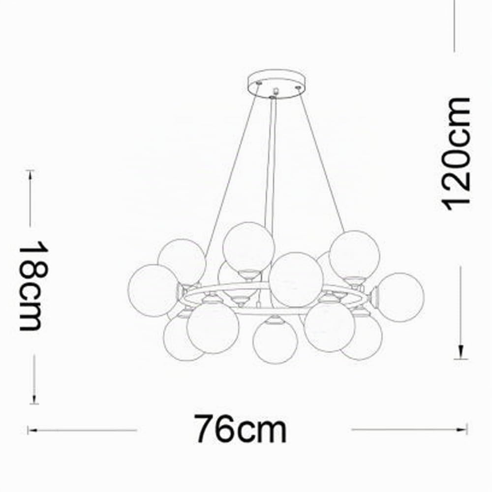 Vetrineinrete® Lampadario contemporaneo in metallo bronzo lampada a sospensione per soggiorno openspace 15 sfere attacco G9