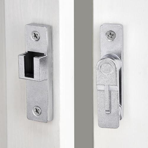 Image of 3 Packs Silvery Flip Barn Door Lock - 180 Degree Barn Door Lock Privacy Security Latch - Elegant Gate Latch Hardware for Barn Doors, Windows, Gardens, Cabinets, Bathrooms, and Sliding Doors