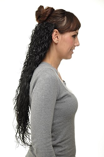 WIG ME UP H9311-2 Hairpiece half wig Clip-In Extension very long stringy crimpy curls curly latin shiny oily wet-look volume medium black 26inch - Image 4