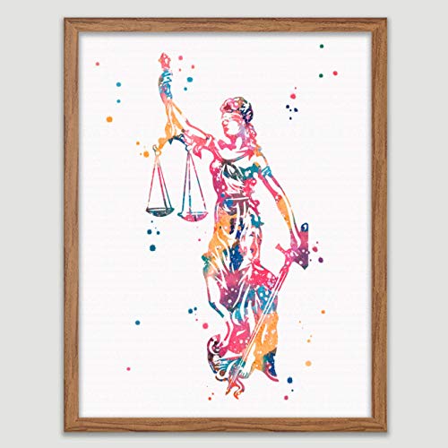 Lady Justice Watercolor Poster Law Student Art Gavel Print Lawyer Office Decor Scales