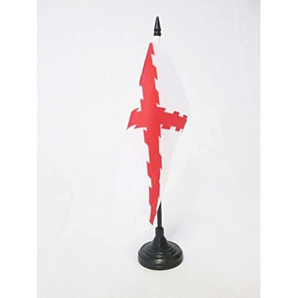 AZ FLAG - Burgundy Cross Table Flag 5'' x 5'' - Croix de Bourgogne Office Mini Banner 100% Polyester 15 x 15 cm - Mini Desk Flag with 10'' Pole and Black Plastic Base