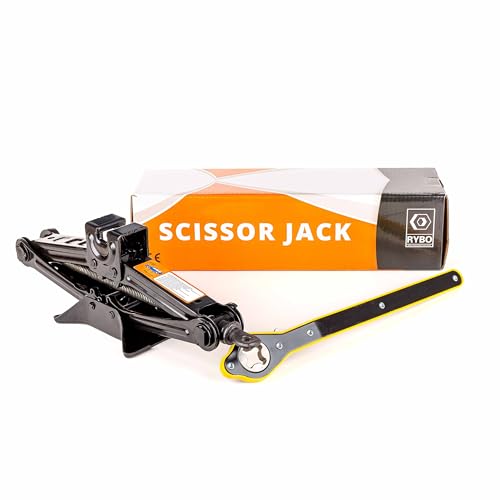 RYBO Scissor Jack for Lifting Cars - 1.5 Ton (1.5T) | Compact, Universal Jacks for Tire Changing,...