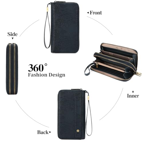 Image of GAEKEAO RFID Leather Wristlet Wallet for Women with Grip Strap