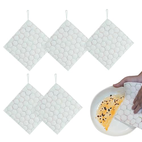 Generico Dish Rags, Wire Dishcloth, Double Sided Quick Drying Reusable Cleaning Cloths 5 Pack 7.09x7.09 Inches for, Camping, Bathroom, Lens, Bowl, Car, Table, Dusting, Kitchen Appliance Use