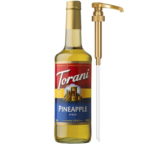 Torani Pineapple Syrup for Drinks, Flavoring for Iced Tea, Lemonade, Sodas, and Cocktails, Pump Included, 25.4 Fl Oz