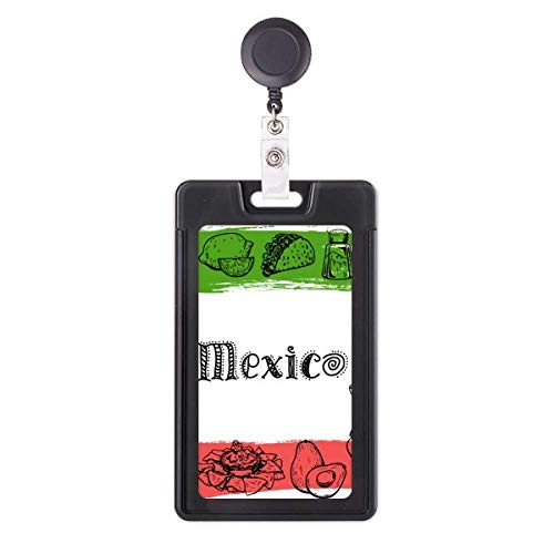 Funda retráctil para tarjetas Mexico Cuisine con diseño de cactus ideal para la oficina