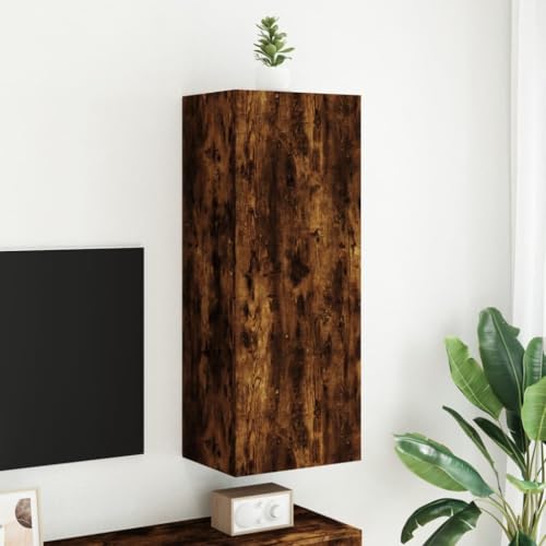 Vorpalize Mueble de pared para TV (roble ahumado, 40,5 x 30 x 102 cm, madera baja con 3 compartimentos, ahorra espacio para salón y dormitorio)