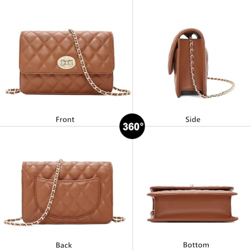 FOXLOVER Quilted Crossbody Purse for Women Leather Trendy Ladies Shoulder Bag with Chain2