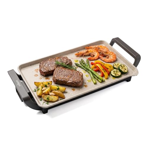Nilson Life Grill Eléctrico Plancha y Sandwichera Doble, 2550 W, Cocción 180 Grados, Placas Desmontables, Recubrimiento Cerámico, Termostato Regulable, Asa Fría, Beige y Negro