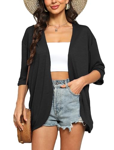 Yekaty Womens Summer Cardigan Lightweight Short Sleeve Kimono Cardigans Beach Vacation Cover up