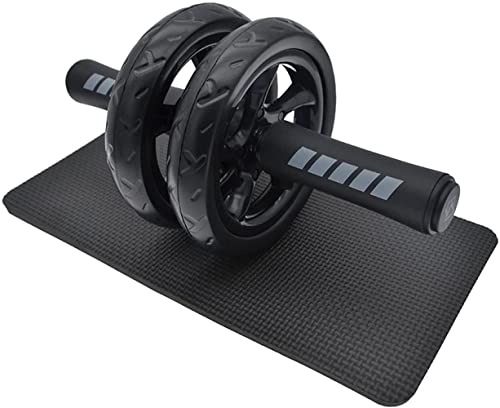 Roller Wheel Exercise Equipment New Keep Fit Wheels No Noise Abdominal Wheel Ab Roller with Mat for Exercise Fitness Equipment (Color : Black)