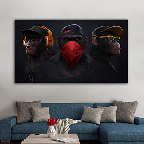 QianLei Gorilla Posters Abstrait Singe Art Animal Toile Peinture pour Le Salon Chambre Garçons Chambre Étude Aucun Cadre Maison Moderne Décoration-60x105cm