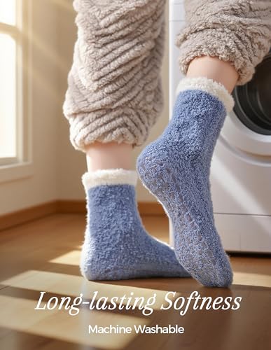 Image of TEHOOK Warm & Cozy Gifts for Women, Fluffy Fuzzy Plush Sleeping Slipper Socks - Soft Warm Fabric