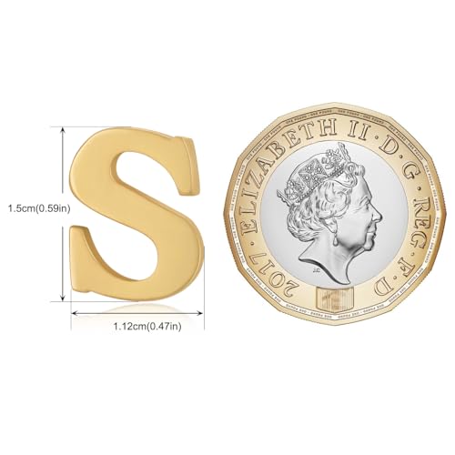 Image of HONEY BEAR Mens Womens Initial Alphabet Letter Lapel Pins Collar Badge Brooches for Business Wedding Graduation Gift Matte Gold 0.59 inches