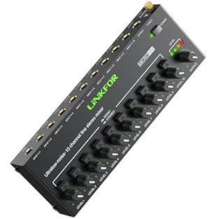 【10 Channel Audio Mixer for Multiple Sound Sources】 --- Mix up to 10 audio inputs including microphone, guitar, bass, keyboard or phone into one output. Ideal for podcasting, live streaming, small gigs, home studio and DJ mixing 【Independent Volume C...