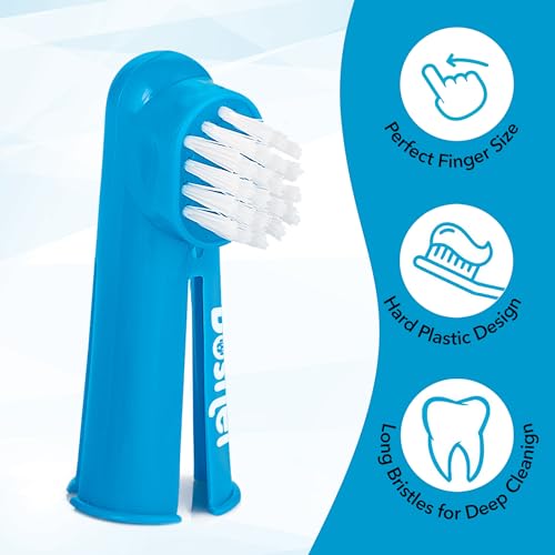 Boshel Finger Toothbrush for Dogs (8 pc) - Deep Teeth Cleaning Dog Tooth Brushing Kit for Finger, Silicone & Nylon Pet Tooth Brush, Best Dog Toothbrush, Large Breed Oral Dental Toothbrushes