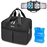 Mancro Wearable Breast Pump Bag with Cooler, Compatible with Willow/Elvie/Momcozy M5/S12 Pro/Medela Pump, Breast Milk Cooler Travel Bag with Ice Pack Fit 4 Baby Bottles for Nursing Mom Daycare, Black