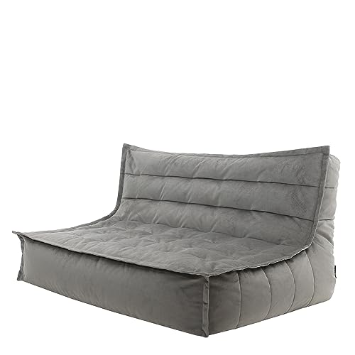 Icon Kota XXL Sitzsack Sofa für Erwachsene, Dunkelgrau, Flauschiger Samtstoff, 2-3 Sitzer, Bequemer Bean Bag Sofa mit Füllung, Relaxsessel, Lounge, Wohnzimmer Möbel