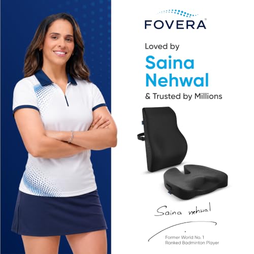 FOVERA Back Support for Office Chair & Coccyx Seat Cushion for Tailbone - Orthopedic Memory Foam Sitting Cushion Combo - Relieves Back, Sciatica, Hip, Seat Bone Pain - for Office & Home Chair - Image 5