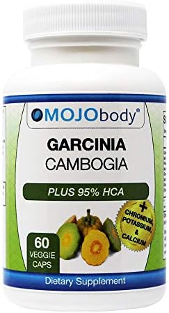 MOJObody Garcinia Cambogia Plus 95% HCA & Chromium, Potassium & Calcium Supports ​Appetite Suppression, ​Reduces Stress, 1400mg per Serving, 60 Veggie Capsules