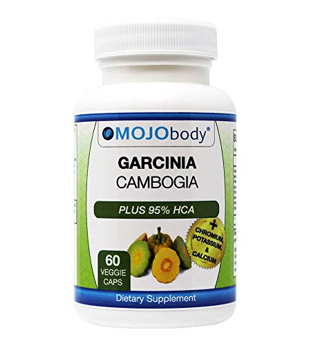 Mojobody Garcinia Cambogia Plus 95% Hca & Chromium, Potassium & Calcium Supports ​Appetite Suppression, ​Reduces Stress, 1400Mg Per Serving, 60 Veggie Capsules #TOP1