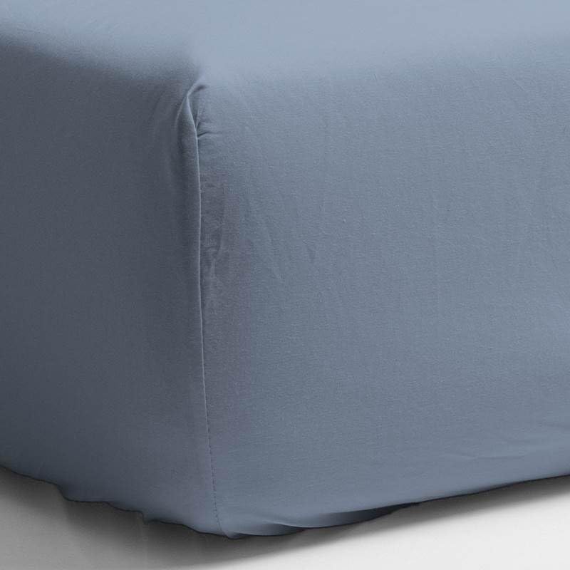 Snoozing - Drap-Housse en Percale de Coton - 70x200 cm - Bleu Clair