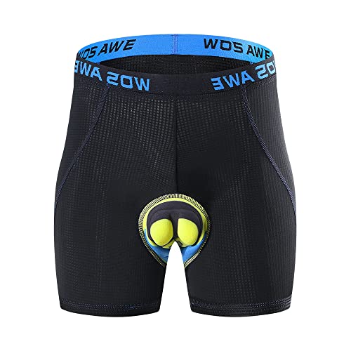WOSAWE Men's Cycling Underwear 5D Gel Padded Breathable Cycling Underwear Elastic Mountain Bike Short Trousers