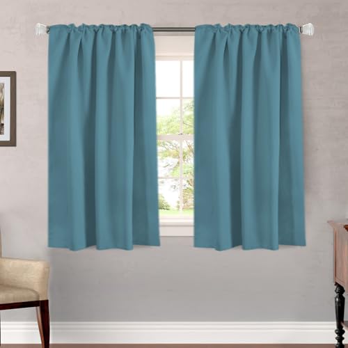 Image of H.VERSAILTEX Blackout Curtains Thermal Insulated Window Treatment Panels Room Darkening Blackout Drapes for Living Room Back Tab /Rod Pocket Bedroom Draperies (2 Panels, Storm Blue, 52 x 54 Inch)