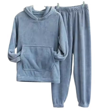 Women’s Winter Fleece Hoodie and Jogger Set – 2 Piece Warm Tracksuit (IN, Alpha, 2XL, Regular, 1, SKY BLUE)-image-49