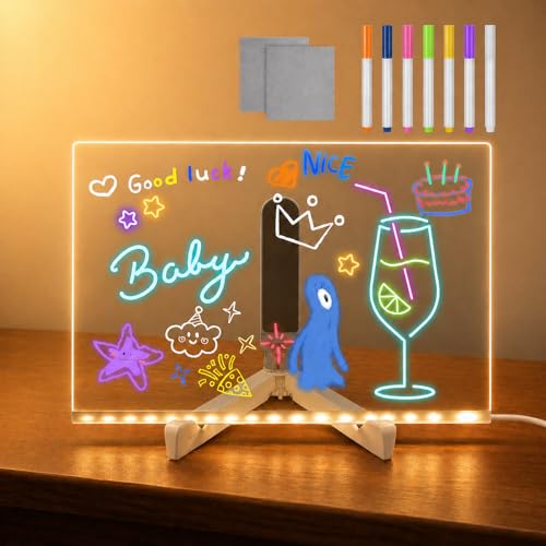 ACMHNC Tableau lumineux Message LED, Tablette lumineuse Dessin Enfant, Tableau Magique Acrylique...