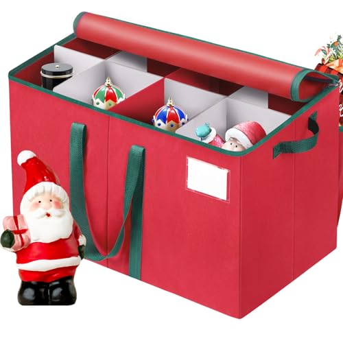 EverMerry Nutcracker Storage Containers and Figurine Collectibles Storage Box, Large Ornament Storage Organizer Stores Up to 8 Holiday Christmas Nutcrackers Figurines-Carolers Ornaments Red/15 Inches