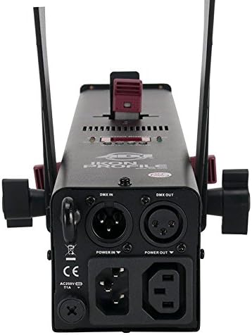 Арткы view of ADJ Ikon Profile Projector showing DMX In/Out, Power In/Out ports