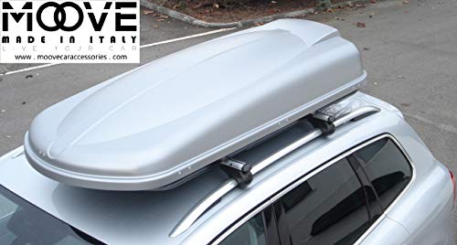 Moove - Baúl portaequipajes de techo para coche, 530 litros, doble apertura, plateado, gris brillante, universal, 75 kg de carga aerodinámica