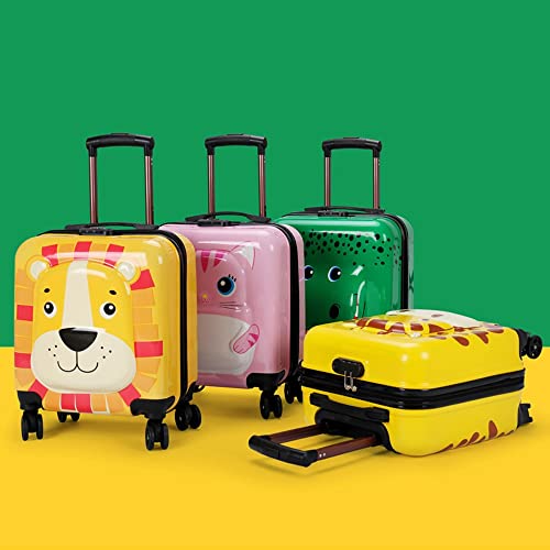 Children's 3D Cartoon Trolley Case for Boys and Girls 18 Inch Travel Luggage with Mute Universal Wheels(Color:Lion)3