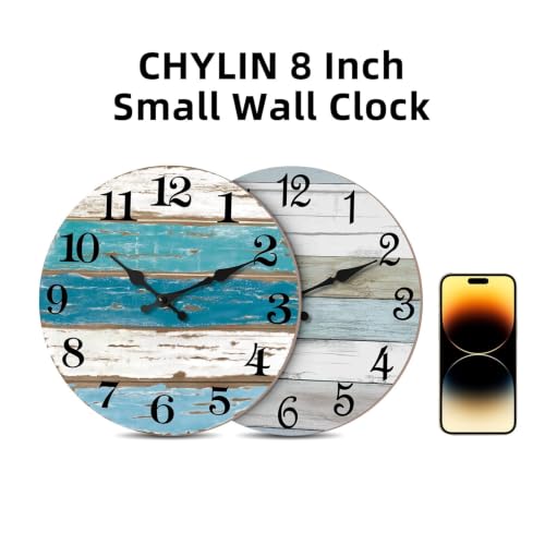 Image of CHYLIN Wall Clock Non-Ticking Battery Operated Silent Rustic Coastal