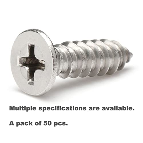 M4 x 8mm Self Tapping Screws, Phillips Flathead 304 Stainless Steel Screws - Image 3
