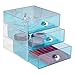 Produktbild iDesign Drawers Schubladenbox | Schminkbox mit 3 Schubladen zum Sortieren von Make-Up, Schmuck etc. | Schubladen Organizer für Büro- und Bastelbedarf | Kunststoff aqua-blau
