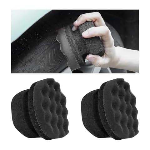 KVAEY 2 PCS Tire Dressing Applicator Pads, Reusable Hex Grip Tire Shine Applicator Polishing Sponge Pads, Wheel Tire Shine Detailing Foam for Most Vehicles, Car Accessories (Black, 4.33") Cover