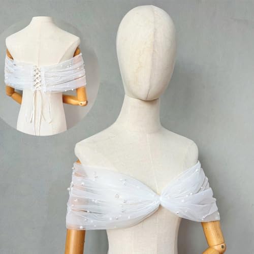 Bridal Wedding Shawl Scarf Tulle Sheer Wrap Wedding Pleated Off Shoulder Stole Elegant Formal Shawl Women Stole Wrap4