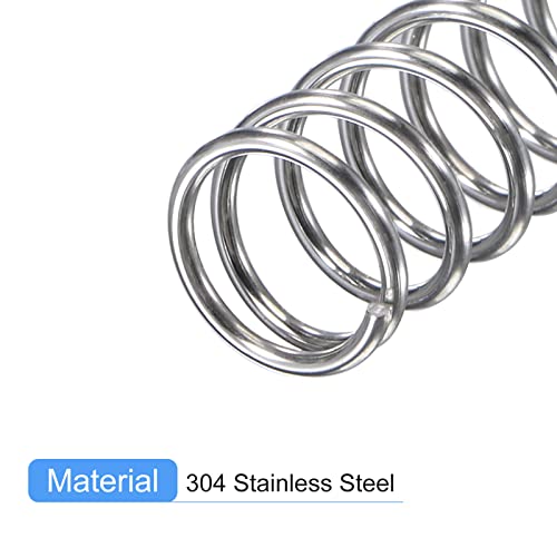 Image of uxcell Compression Spring, 5Pcs 304 Stainless Steel, 8mm OD, 0.8mm Wire Size, 40mm Free Length, Silver Tone