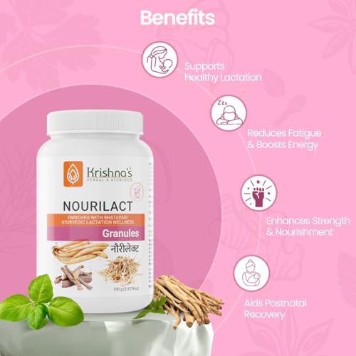 Image of Krishna's Nourilact Granules - Blend of 6 Powerful Herbs | Enriched with Shatavari | Support Lactation, Digestion & Postnatal Energy - 100 gm