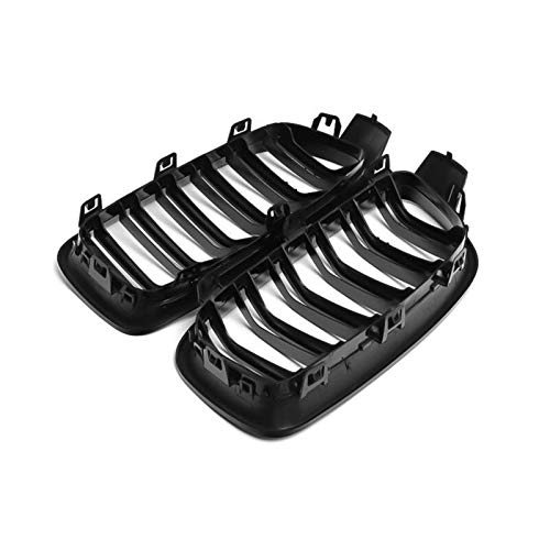 Zwbfu 2 peças preto brilhante para-choque dianteiro capô grade de rim de linha dupla grade de corrid