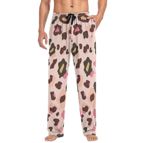 Men's Pajama Pants Watercolor Leopard Sleep Pajama Lounge Pant with Pockets, Elastic Waistband3