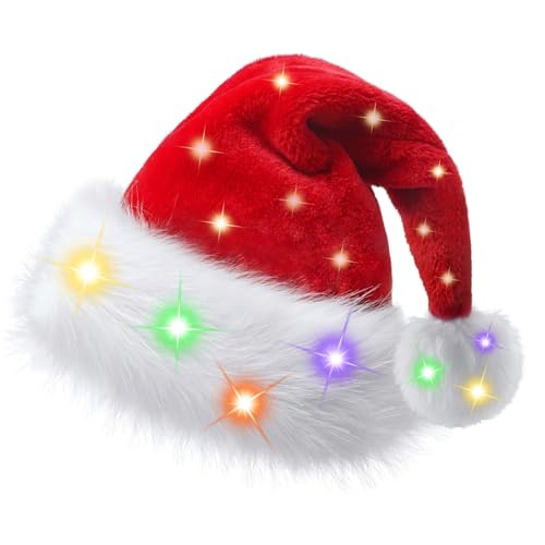 Image of Haomaomao Santa Hat for Adults /Kids /Baby Christmas Hat Red Velvet Holiday Unisex Xmas Hat for New Year Festive Festival Party