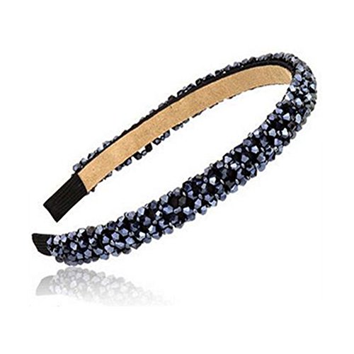 Ruihfas Fashion Sparkle 4 Rows Crystal Rhinestone Headbands Beaded Hair Hoop Band (Navy) #TOP13