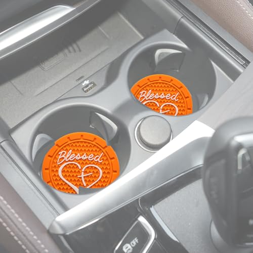 Portavasos para carro 2 piezas diámetro 2.75 in naranja miniatura 2
