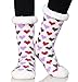 Dosoni Women's Fleece Lining Fuzzy Soft Christmas Knee Highs Stockings Slipper Socks (Heart White)