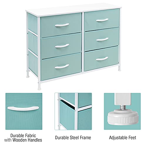 Sorbus-Dresser-with-6-Drawers-Furniture-Storage-Tower-Unit-for-Bedroom-Hallway-Closet-Office-Organization-Steel-Frame-Wood-Top-Easy-Pull-Fabric-Bins-6-Drawer-Pastel-Aqua 41Ih2p1Z8GS